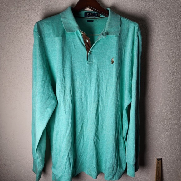 Polo Ralph Lauren Other - Polo Ralph Lauren Long Sleeve Polo Shirt Aqua Green Classic Fit Mens‎ XL
